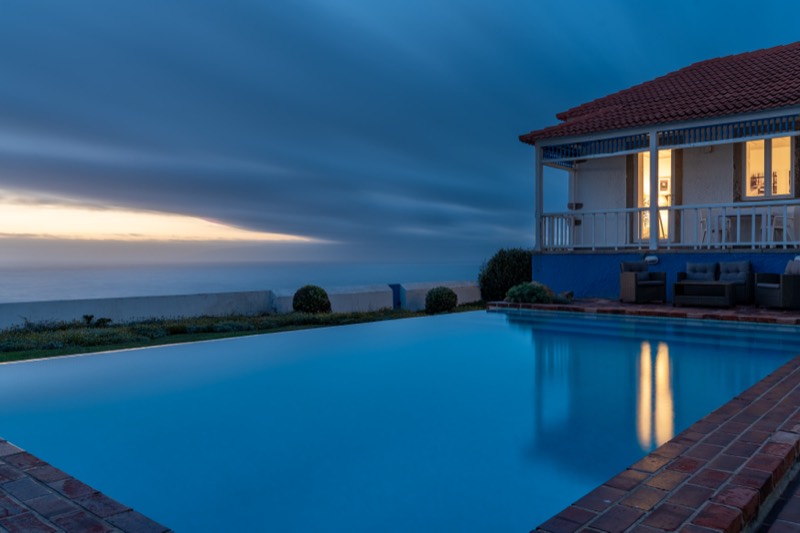 Last light over the Atlantic behind the infinity pool